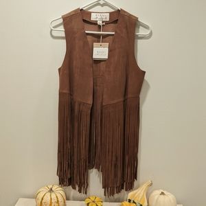 Ryan Michael Women's Leather Fringe Vest